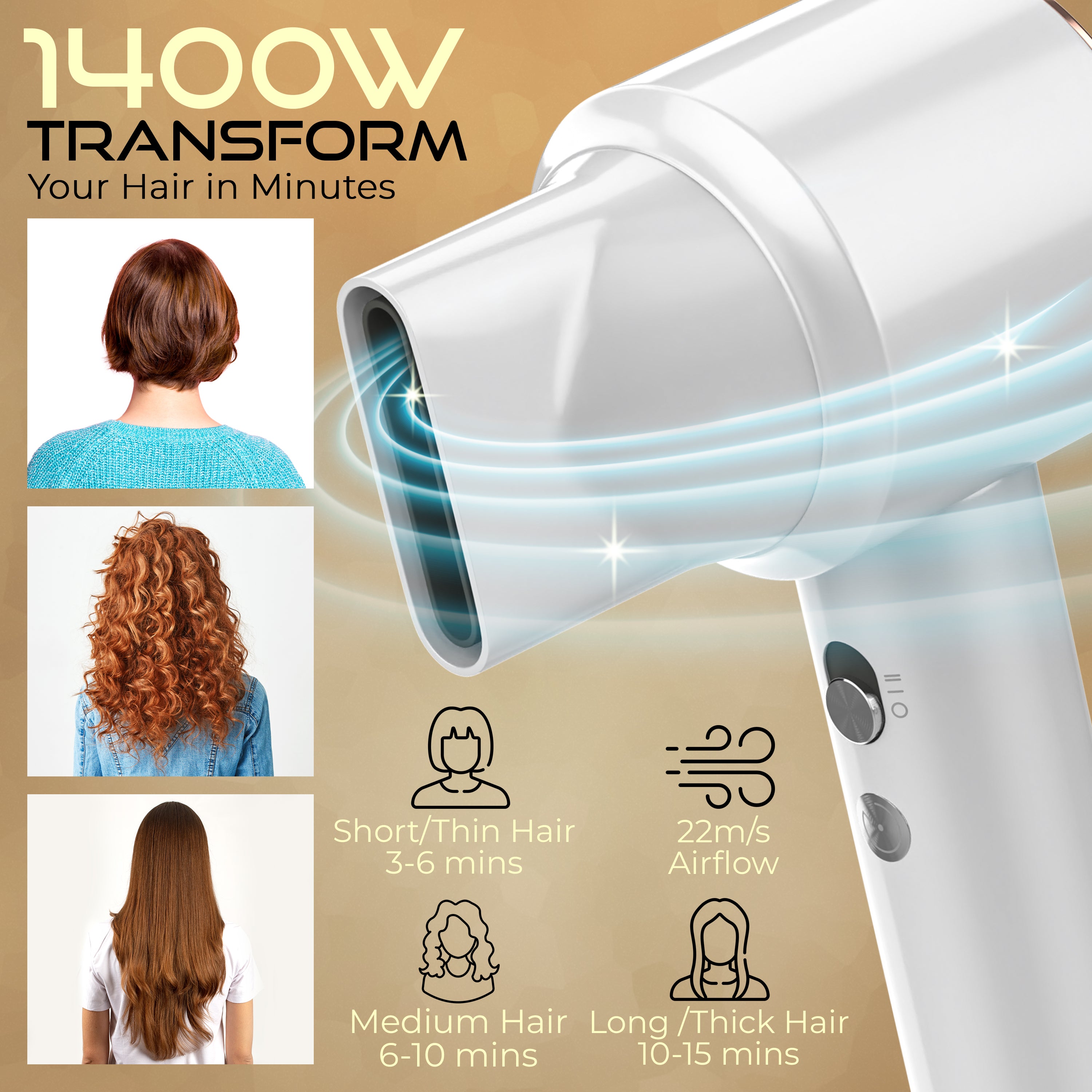 Professional Hair Dryer, Negative Ionic Blow Dryer with 110000 RPM High-Speed Brushless Motor, Low Noise Fast Drying Thermo-Control Hairdryer with Magnetic Nozzle, Perfect for Straightening & Curling