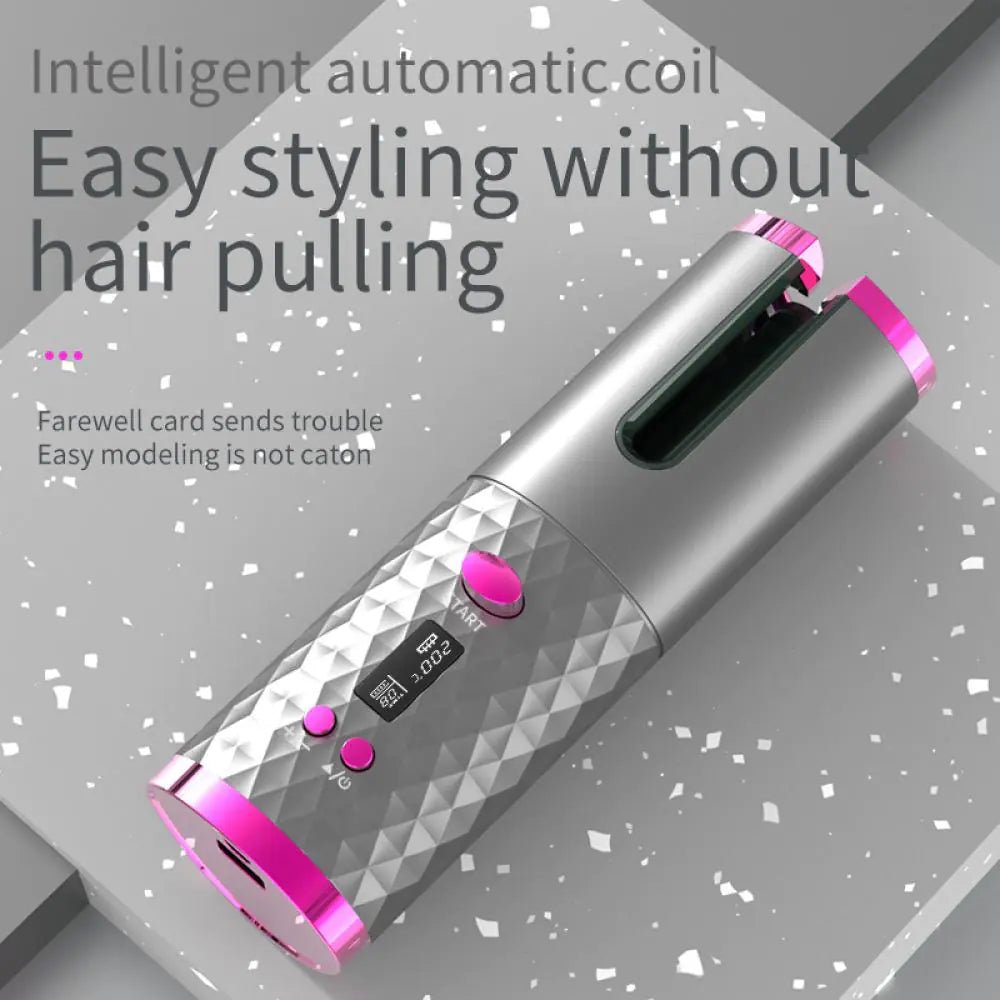 Automatic Wireless Hair Curler Cordless Rotating USB Rechargeable Curling Iron Display Temperature Adjustable Timing Hair Curler - Legacy Axis