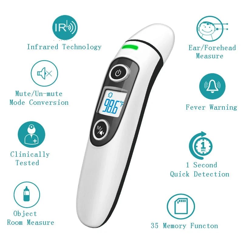 Health Care Baby Thermometer Digital Infrared IR LCD Baby Forehead and Ear Non - Contact Adult Body Fever Measurement Termometro - LegacyAxis