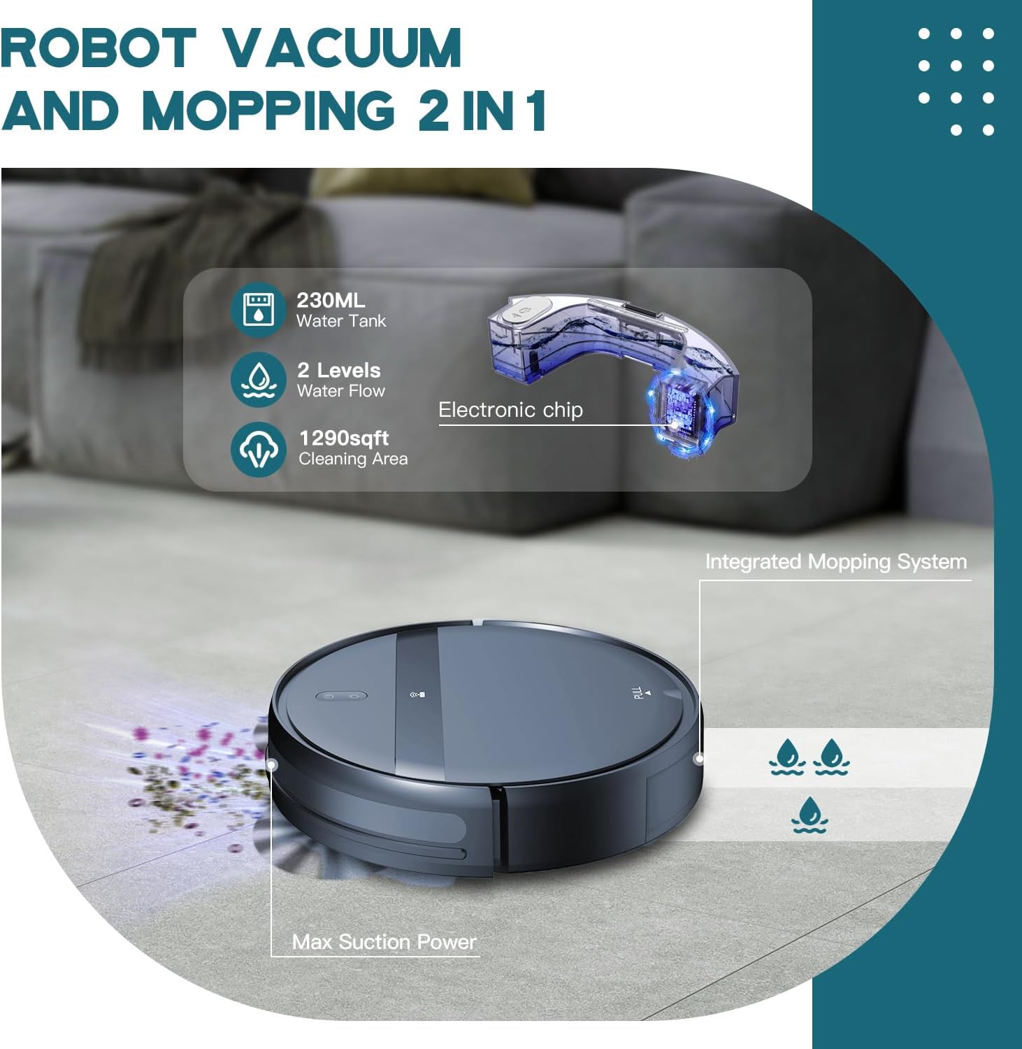 Legacy Axis Robot Vacuum with Wi - Fi, Mopping Robot Vacuum Cleaner, Max Strong Suction Ideal for Pet Hair/Hard Floor/Carpet - LegacyAxis